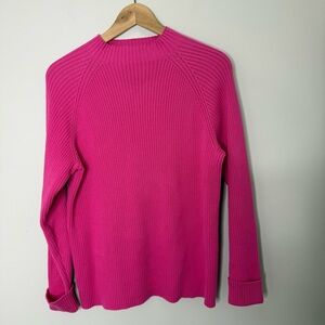 Studio Works Women’s XL Hot Pink Sweater 100% Cotton Preppy High Neck
